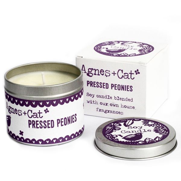 200 g Świeczka w Puszce i Pudełku Ozdobnym - Pressed Peonie