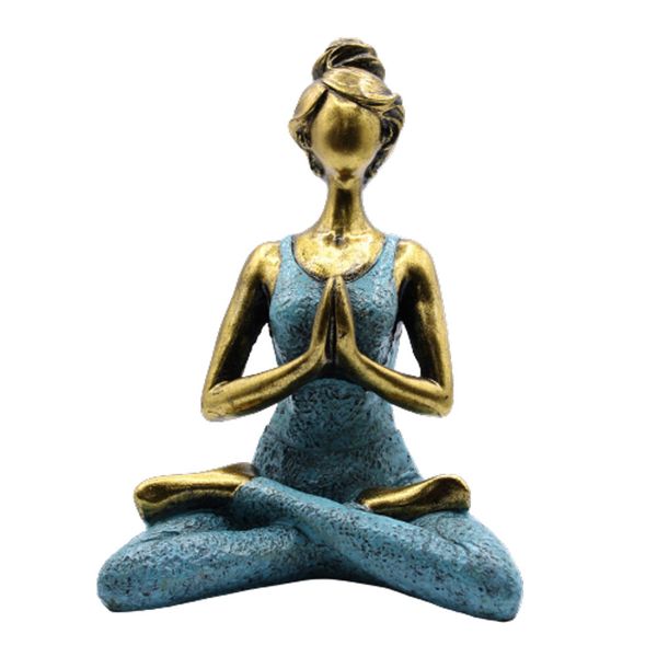 Figurka Kobiety 24cm - Joga - Złoty i Turkusowy