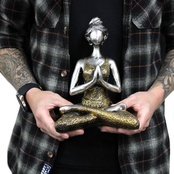 Figurka Kobiety 24cm - Joga - Złoty i Turkusowy