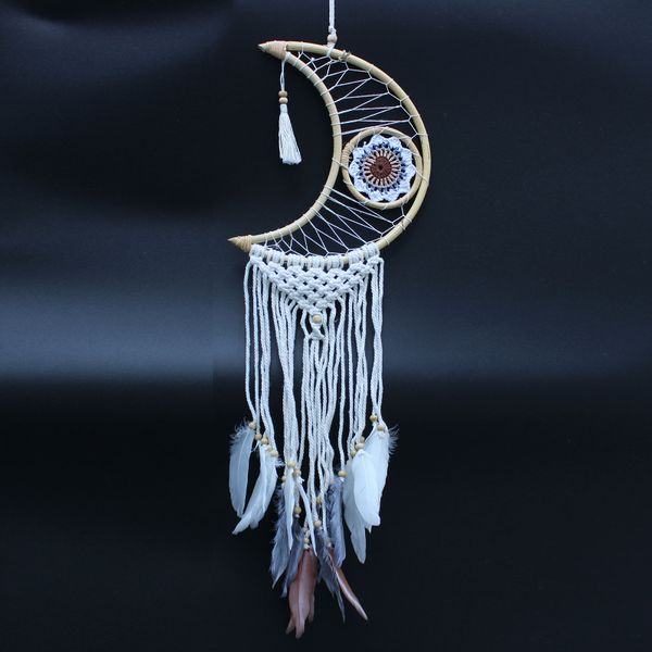 Ochronny Dreamcatcher - Makrama - Księżyc