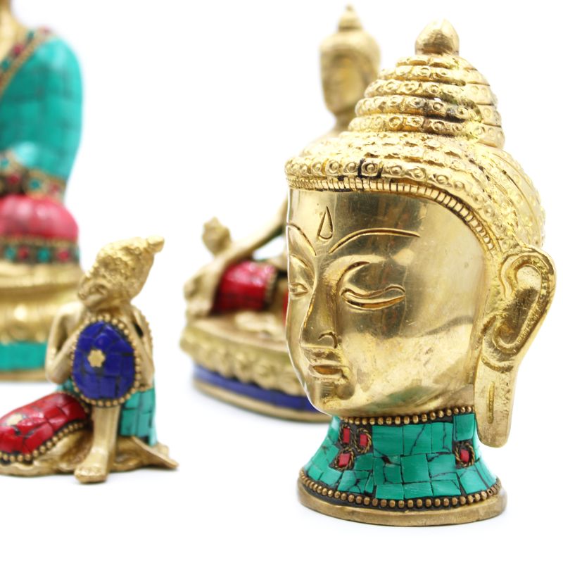 Mosiężne Figurki Buddy - Średnia Głowa - 8 cm
