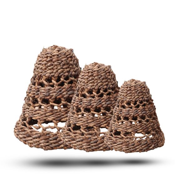 Zestaw 3 Kloszy do Lamp z Liści Bananowca