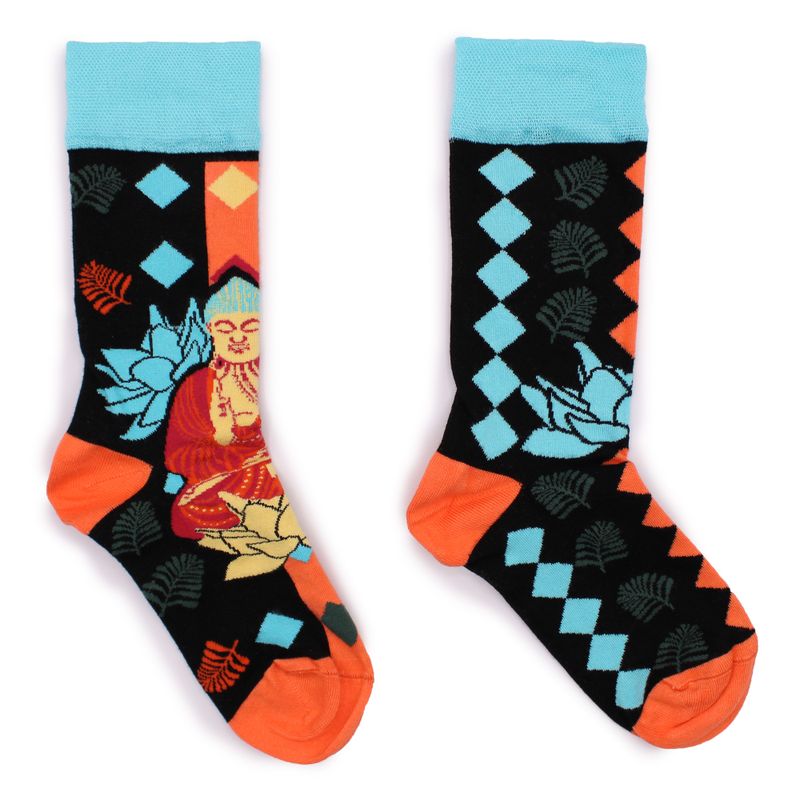 Hop Hare Bamboo Socks - Blue Buddha & Lotus S/M