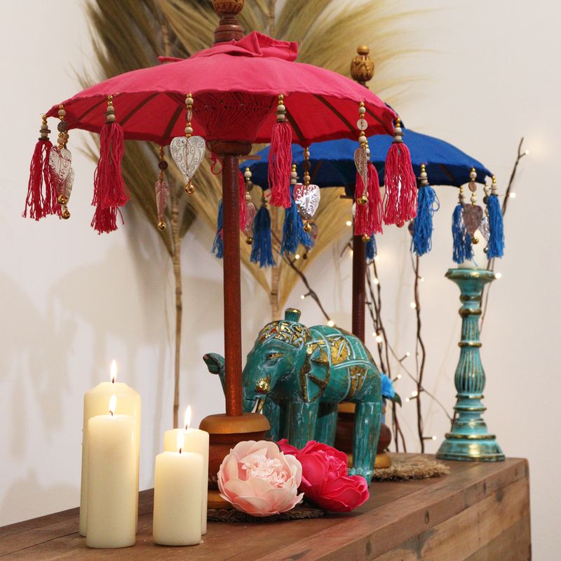 Balijski Parasol Dekoracyjny - Różowy - 40 cm