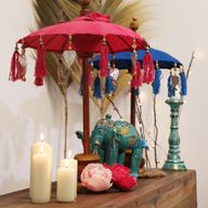 Balijski Parasol Dekoracyjny - Różowy - 40 cm