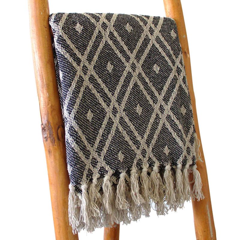 Komfortowa Narzuta Boho - 125x150 cm - Czarno-beżowa Regencja