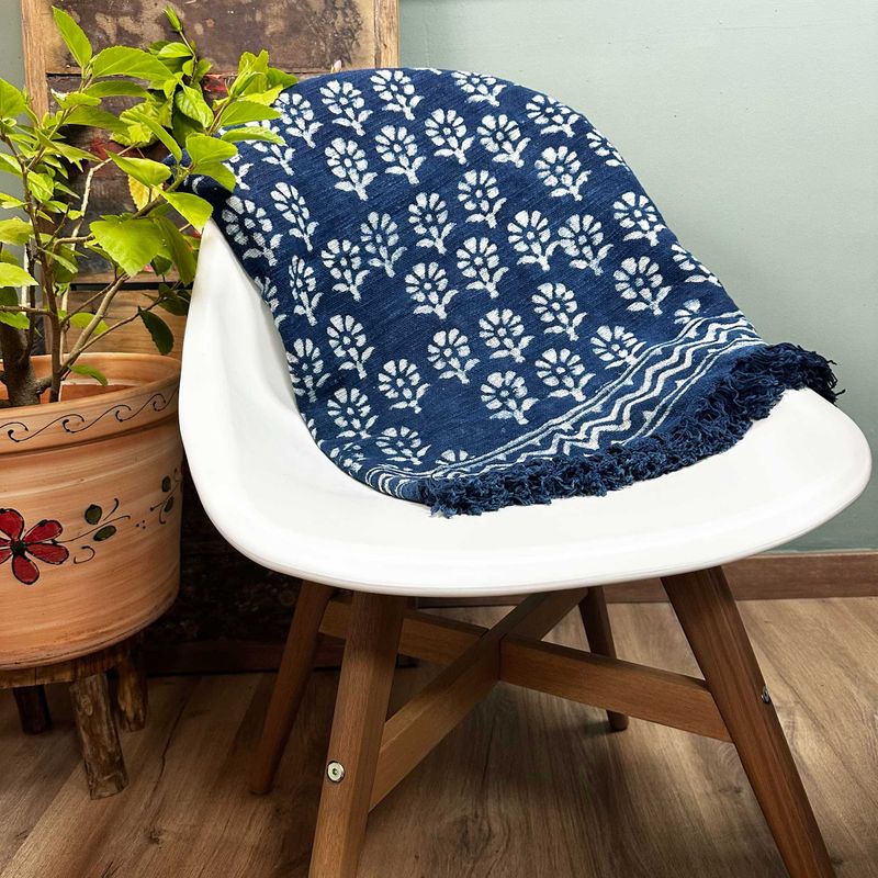 Narzuta Indygo - 170x120 cm - Kwiaty Chota