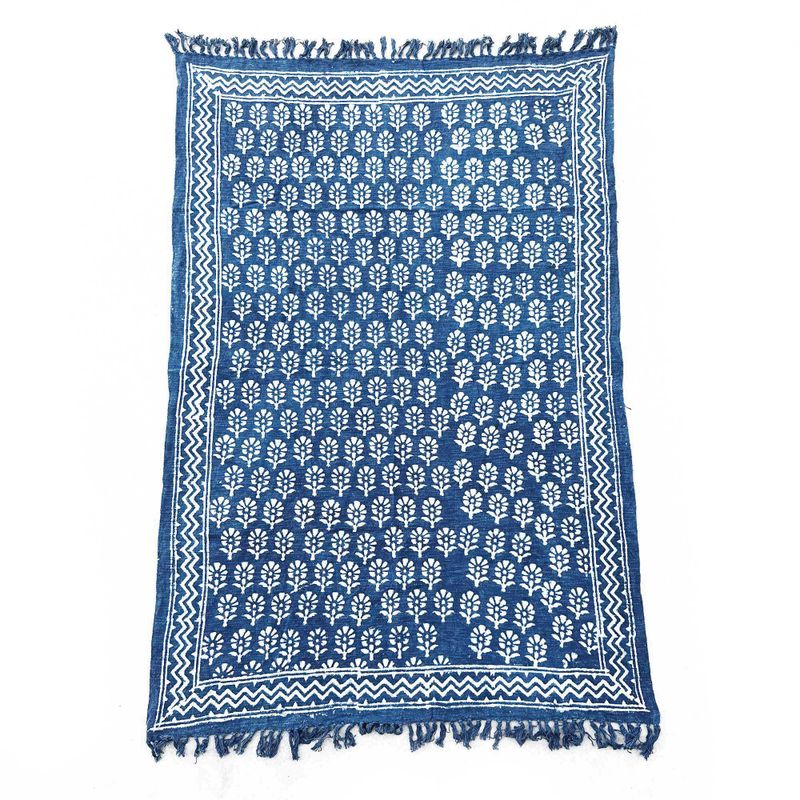 Narzuta Indygo - 170x120 cm - Kwiaty Chota