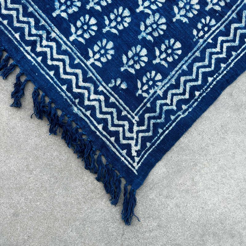 Narzuta Indygo - 170x120 cm - Kwiaty Chota