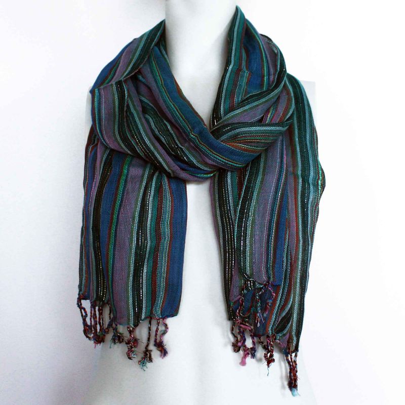 Indyjski Szalik Boho - 50x180 cm - Losowe Fiolety