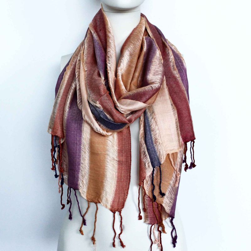 Duży Indyjski Szalik Boho - 75x180 cm - Losowe Zielenie