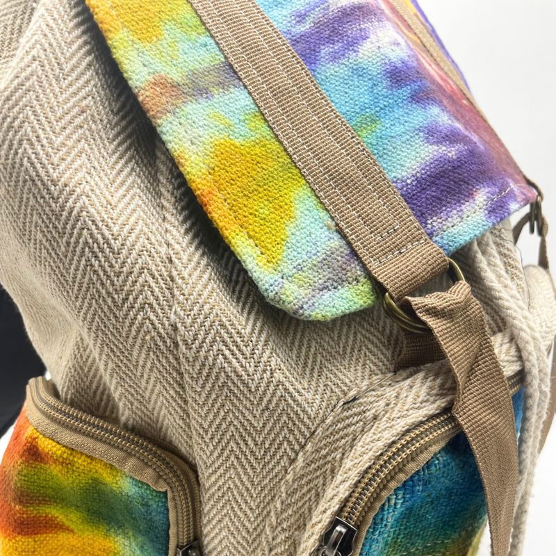 Duży Plecak z Konopii i Bawełny Tie-dye z Klapą