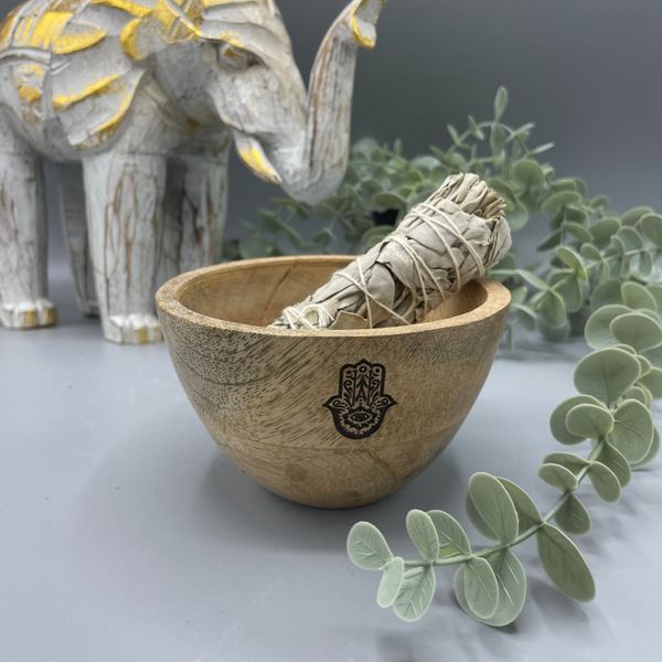 Drewniana Misa Rytualna - Hamsa - 12x7 cm
