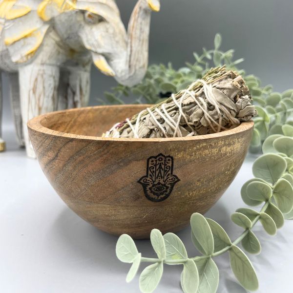 Drewniana Misa Rytualna - Hamsa - 14x7 cm