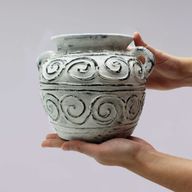 Waza z Uchwytami w Stylu Greckim - Kremowa 15 cm
