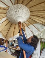 Duży Balijski Parasol Patio - Niebieski - 2 m