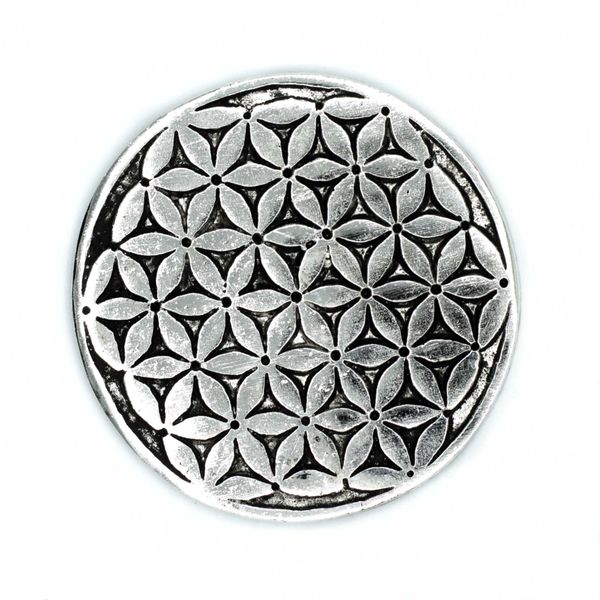 Podstawka pod Kadzidełka z Polerowanego Aluminium 11 cm - Kwiat Życia