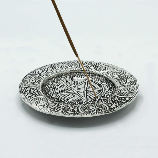 Podstawka pod Kadzidełka z Polerowanego Aluminium 11,5 cm - Pentagram