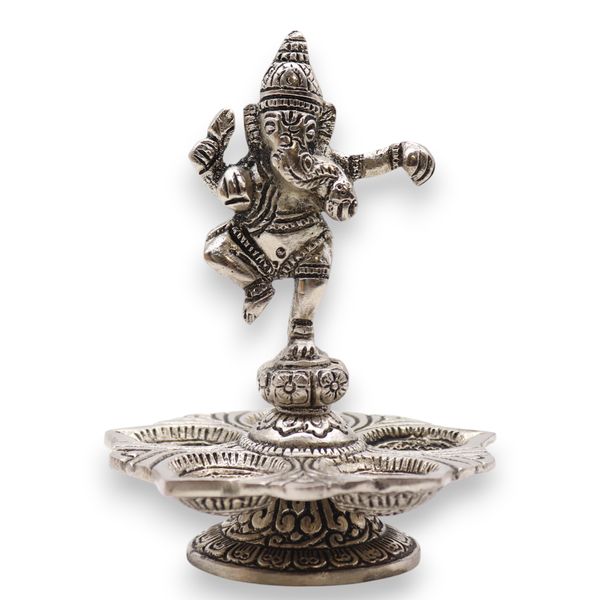 Podstawka z Polerowanego Aluminium 14x10cm - Tańczący Ganesha