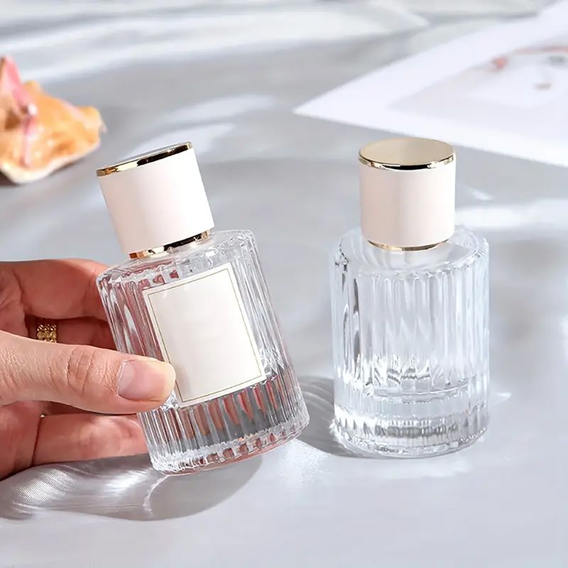 Okrągła Butelka Prążkowana 30 ml + Spray + Różowa Zatyczka