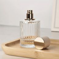 Okrągła Butelka Prążkowana 50 ml + Spray + Biała Zatyczka