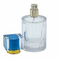 Okrągła Butelka Prążkowana 50 ml + Spray + Niebieska Zatyczka