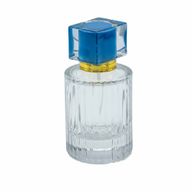 Okrągła Butelka Prążkowana 50 ml + Spray + Niebieska Zatyczka