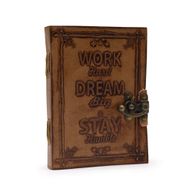 Skórzany Dziennik - Work Dream Stay - Jasnobrązowy