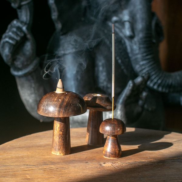 Zestaw 3 Mini Podstawek pod Kadzidełka Patyczkowe Grzybki (8, 7, 6.5 cm)