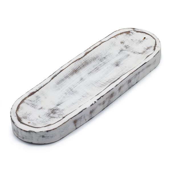 Duża Owalna Podstawka pod Kadzidełka 30x10 cm - Whitewash