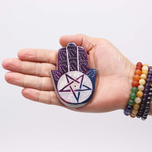 Podstawka pod Kadzidełka Hamsa ze Steatytu - Pentagram