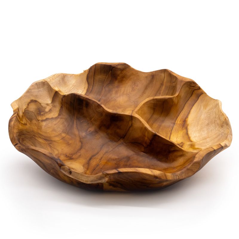 Fantazyjna Misa na Owoce z Drewna Tekowego z 3 Sekcjami - 30x5.5 cm