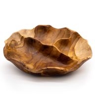Fantazyjna Misa na Owoce z Drewna Tekowego z 3 Sekcjami - 30x5.5 cm