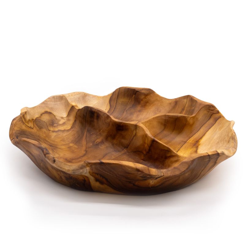 Fantazyjna Misa na Owoce z Drewna Tekowego z 3 Sekcjami - 30x5.5 cm