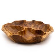 Fantazyjna Misa na Owoce z Drewna Tekowego z 3 Sekcjami - 30x5.5 cm