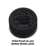 Zakrętka Push Off 20 mm do Butelki Boston (30 ml i 60 ml) - Czarny Plastik