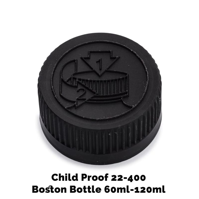 Zakrętka Push Off 22 mm do Butelki Boston (120 ml) - Czarny Plastik
