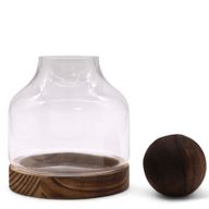 Średnie Terrarium z Kulą na Ciemnym Drewnie Tungowym - 17x22 cm