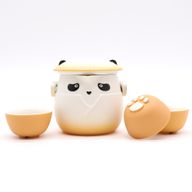 Pomarańczowy Zestaw do Herbaty Panda - 3 Kubeczki