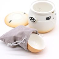 Pomarańczowy Zestaw do Herbaty Panda - 3 Kubeczki