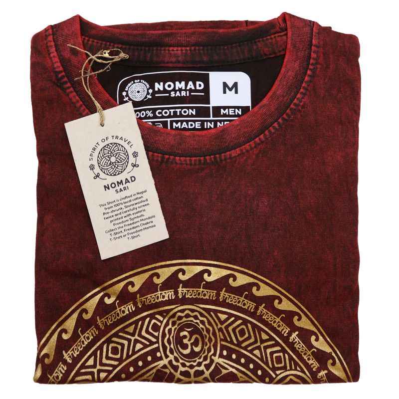 Czerwony T-Shirt z Efektem Sprania - Czakra - M