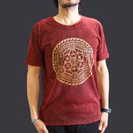 Czerwony T-Shirt z Efektem Sprania - Czakra - M