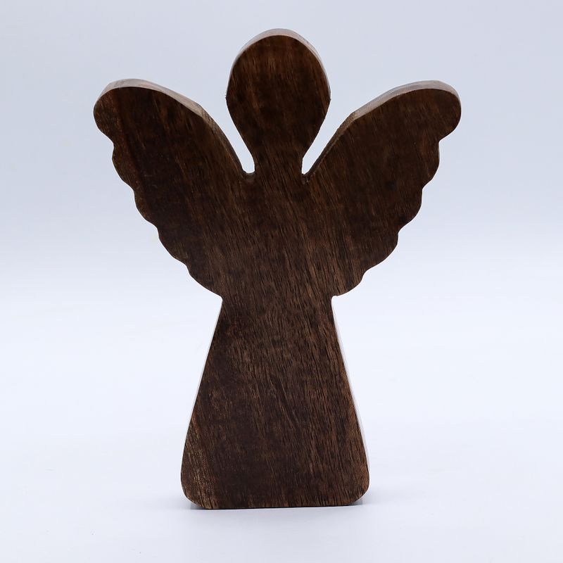 Duży Anioł z Drewna Mango - Złoty Dekor - 19 cm
