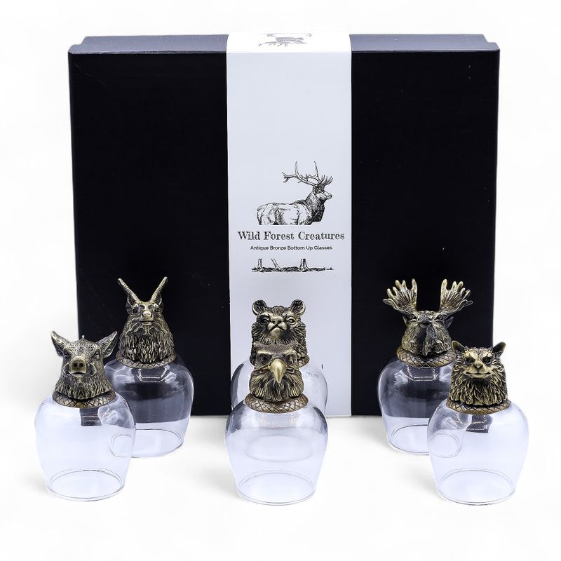 Zestaw 6 Kieliszków Bottom Up (100 ml) - Dzikie Leśne Stworzenia