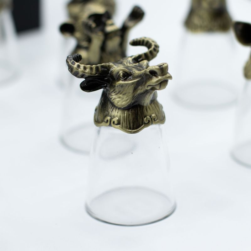 Zestaw 12 Kieliszków Bottom Up (25ml) - Chińskie Zwierzęta Zodiaku