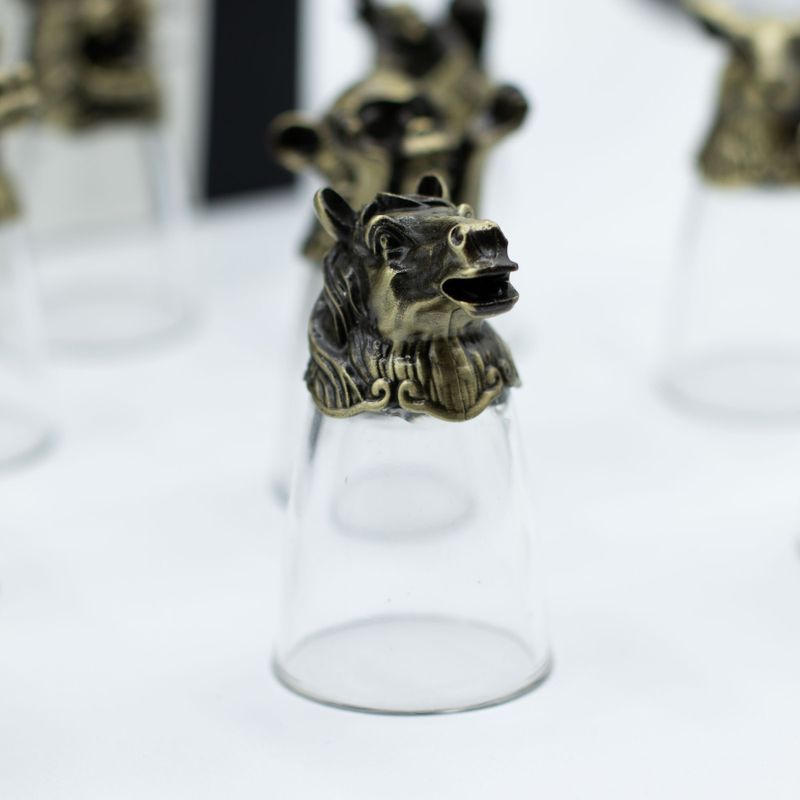 Zestaw 12 Kieliszków Bottom Up (25ml) - Chińskie Zwierzęta Zodiaku