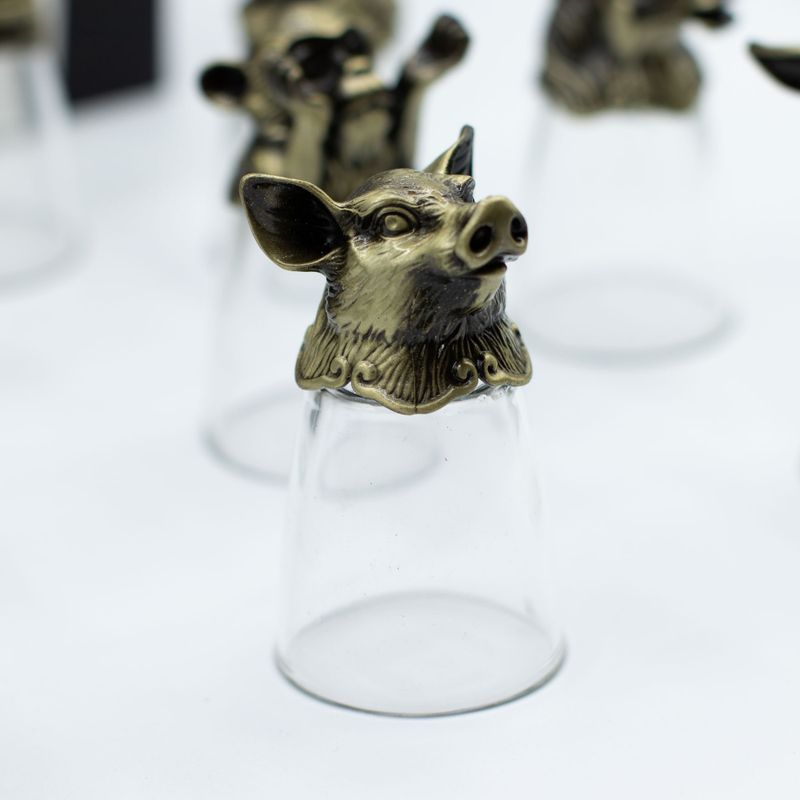 Zestaw 12 Kieliszków Bottom Up (25ml) - Chińskie Zwierzęta Zodiaku