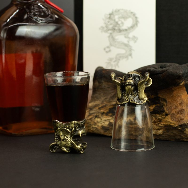 Zestaw 12 Kieliszków Bottom Up (25ml) - Chińskie Zwierzęta Zodiaku