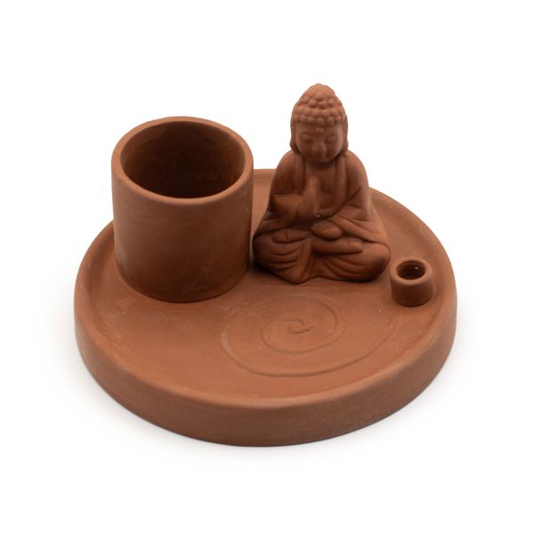 Wielofunkcyjna Podstawka pod Kadzidełka Budda - Naturalna Terakota