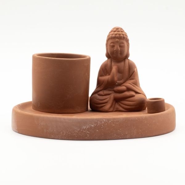 Wielofunkcyjna Podstawka pod Kadzidełka Budda - Naturalna Terakota